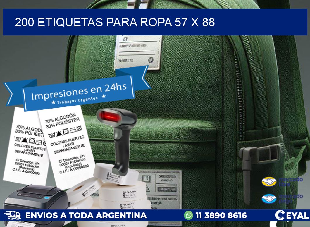200 ETIQUETAS PARA ROPA 57 x 88