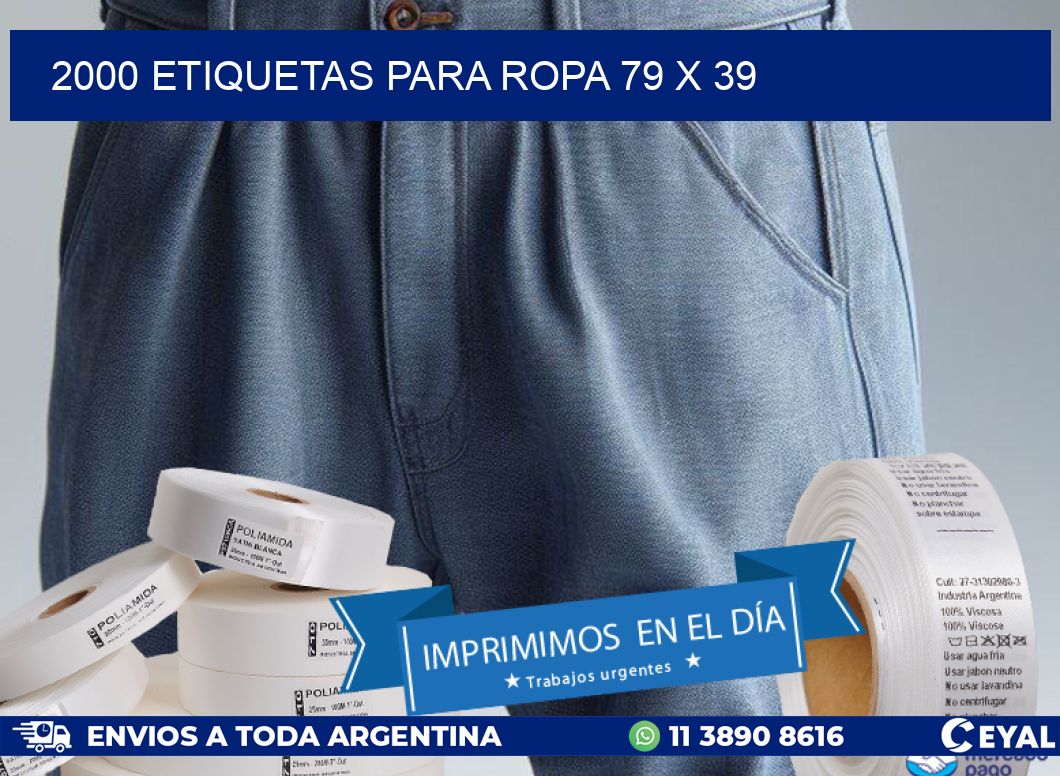 2000 ETIQUETAS PARA ROPA 79 x 39