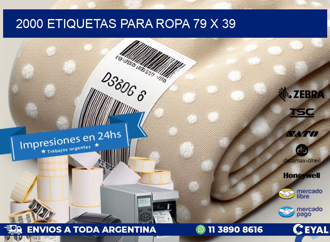 2000 ETIQUETAS PARA ROPA 79 x 39