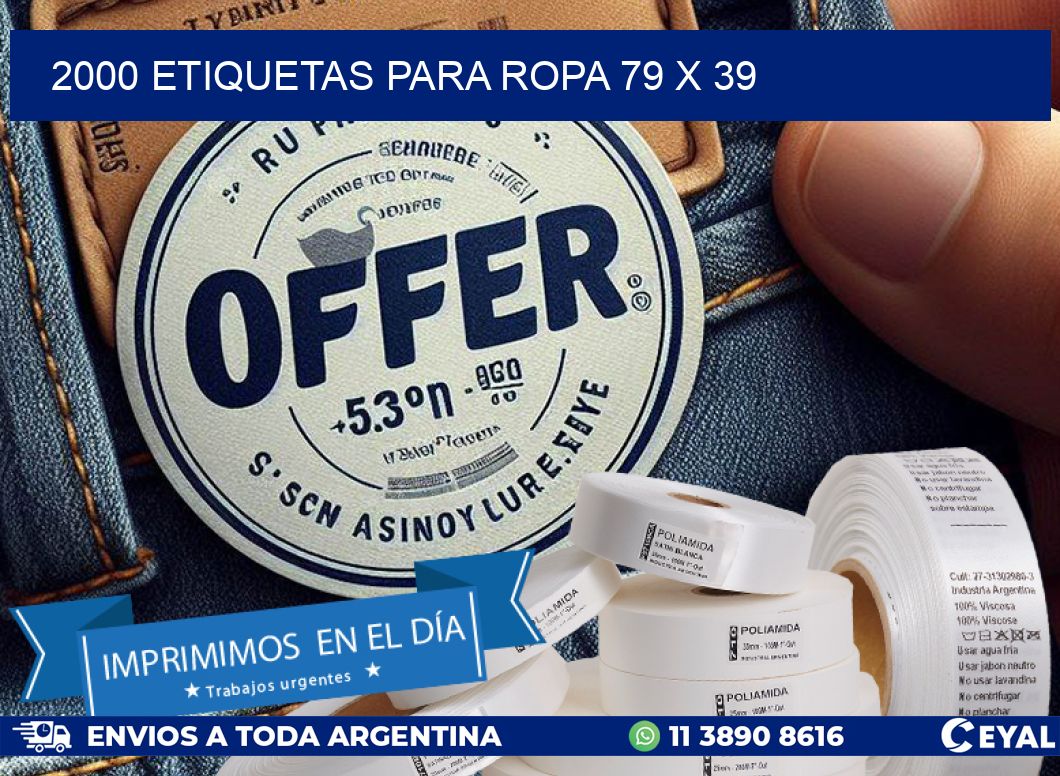 2000 ETIQUETAS PARA ROPA 79 x 39