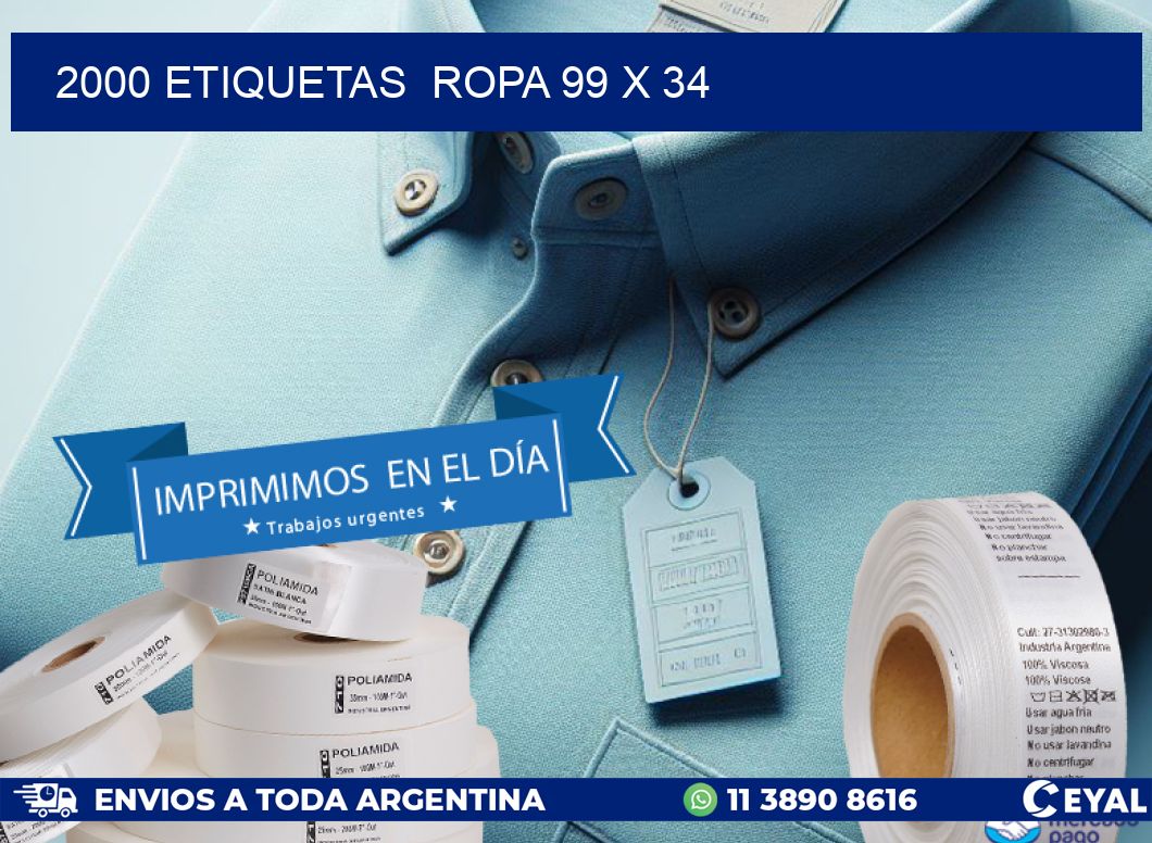 2000 ETIQUETAS  ROPA 99 x 34