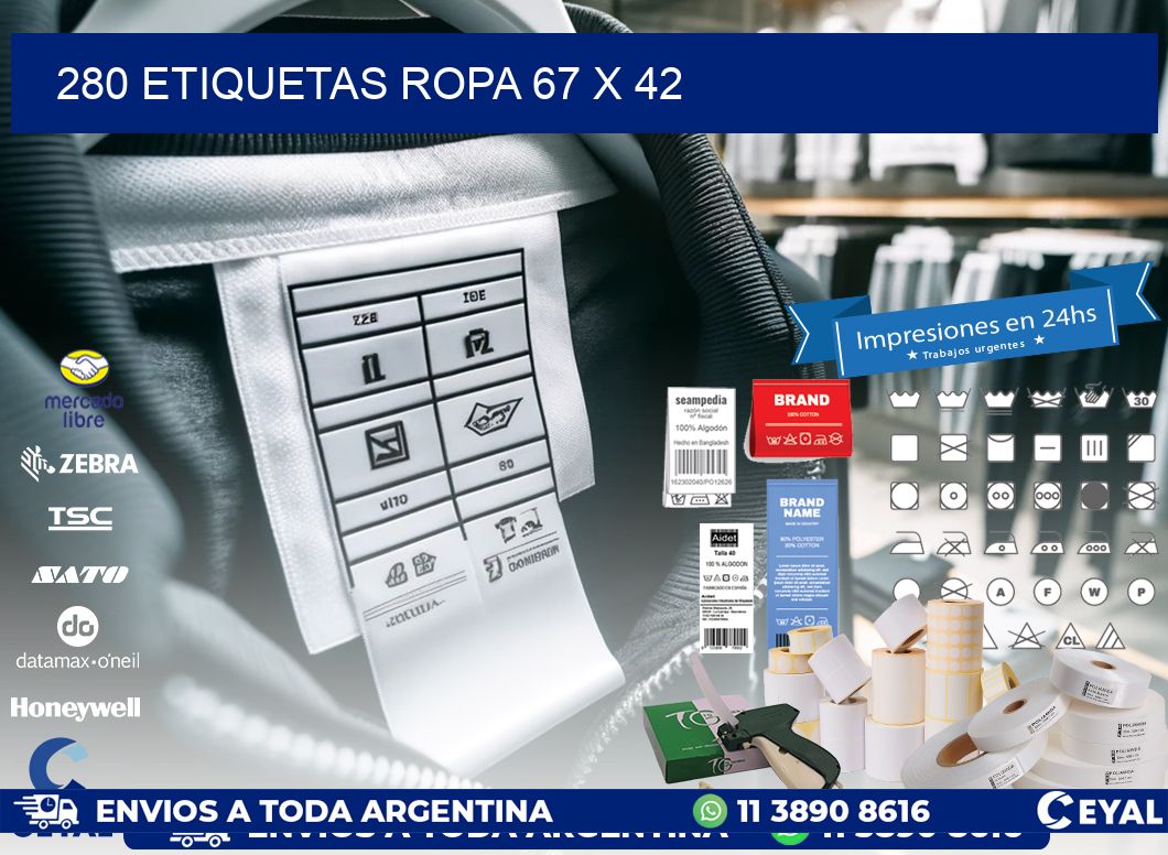 280 ETIQUETAS ROPA 67 x 42