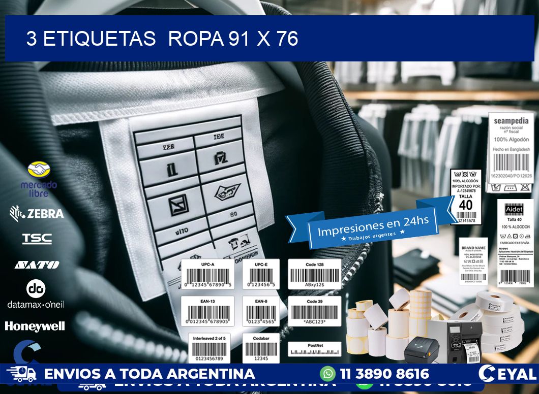 3 ETIQUETAS  ROPA 91 x 76