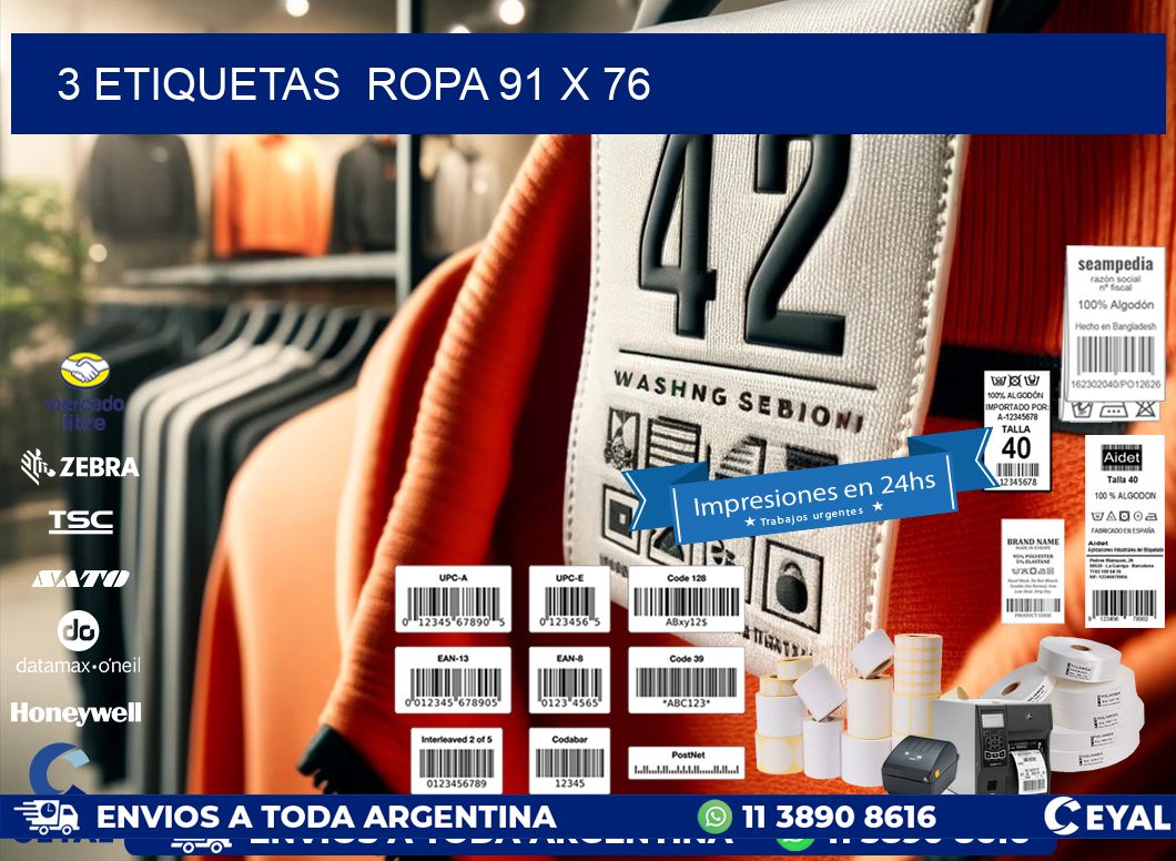 3 ETIQUETAS  ROPA 91 x 76