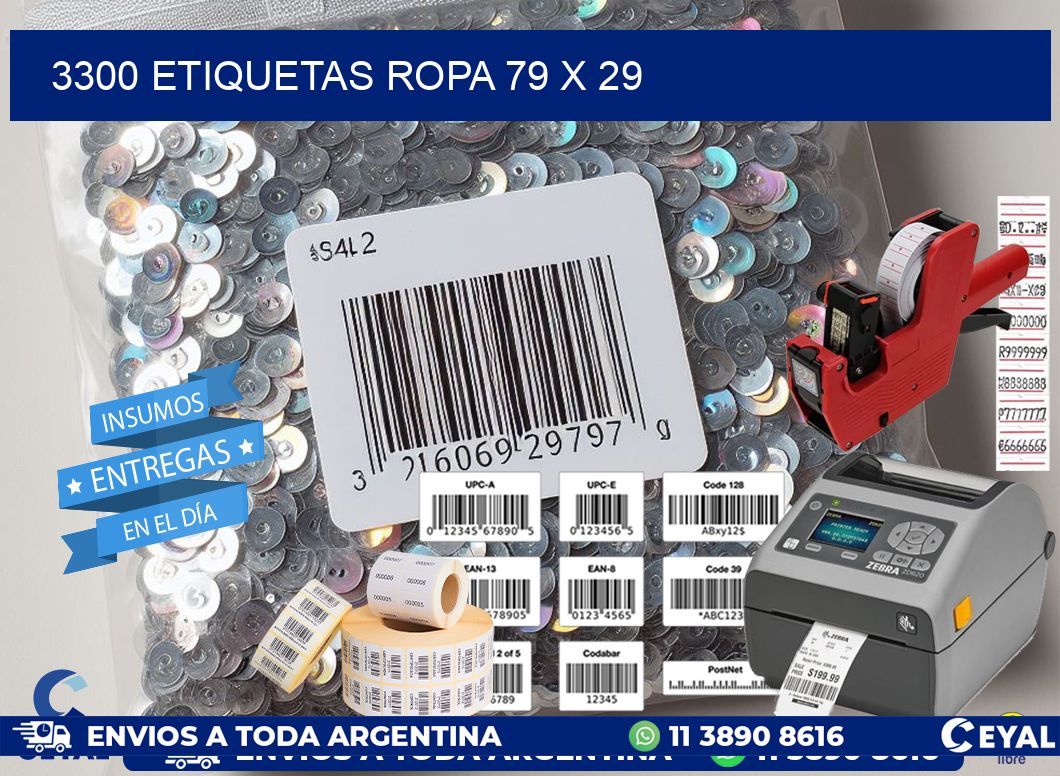 3300 ETIQUETAS ROPA 79 x 29