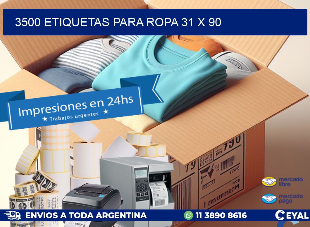 3500 ETIQUETAS PARA ROPA 31 x 90