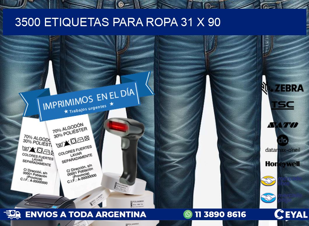 3500 ETIQUETAS PARA ROPA 31 x 90