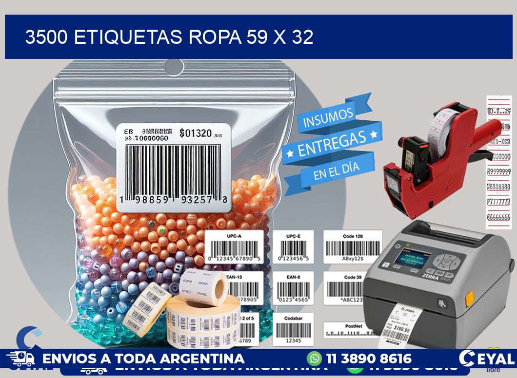 3500 ETIQUETAS ROPA 59 x 32