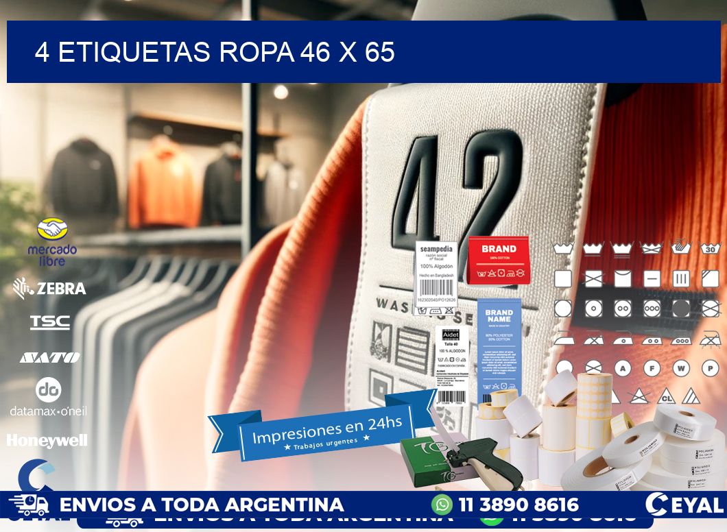 4 ETIQUETAS ROPA 46 x 65
