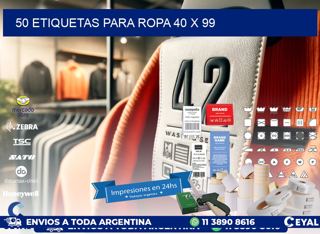 50 ETIQUETAS PARA ROPA 40 x 99