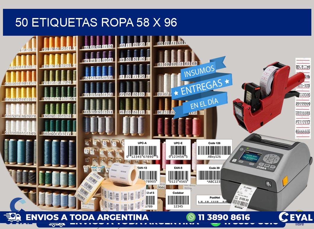 50 ETIQUETAS ROPA 58 x 96