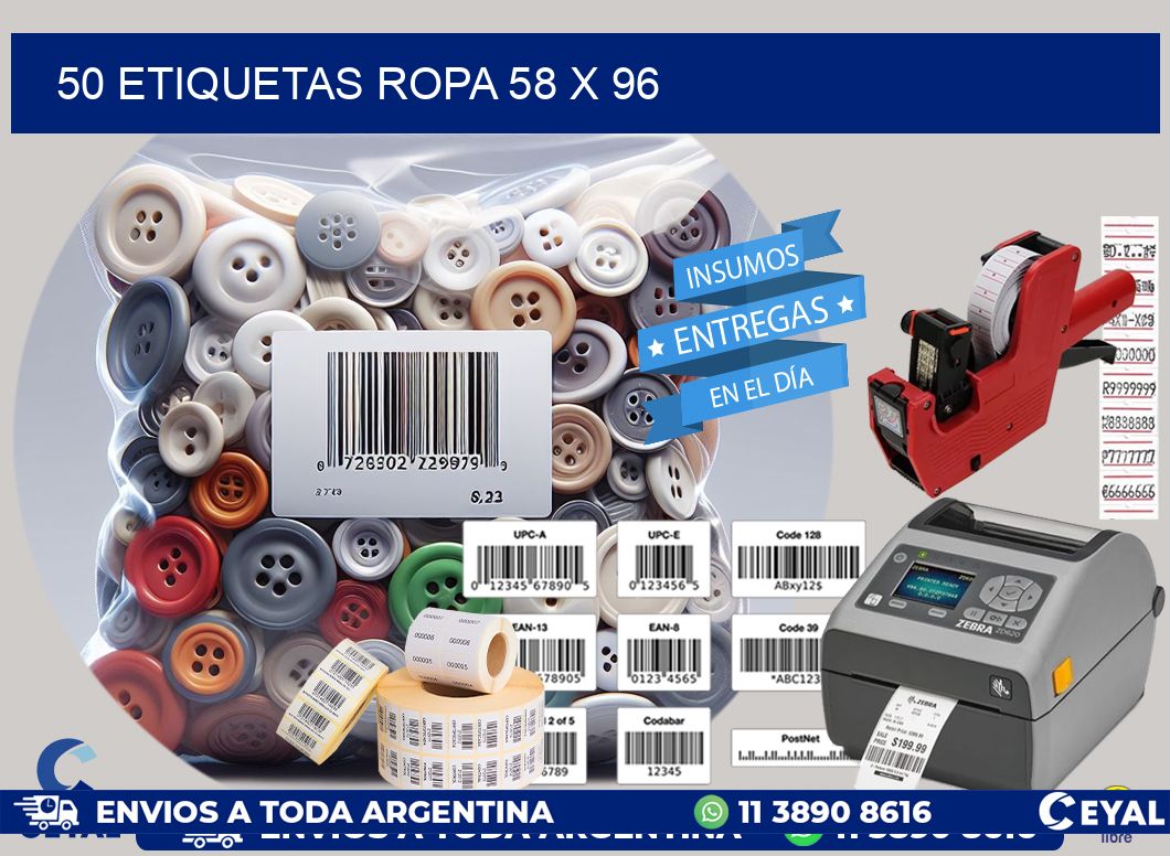 50 ETIQUETAS ROPA 58 x 96
