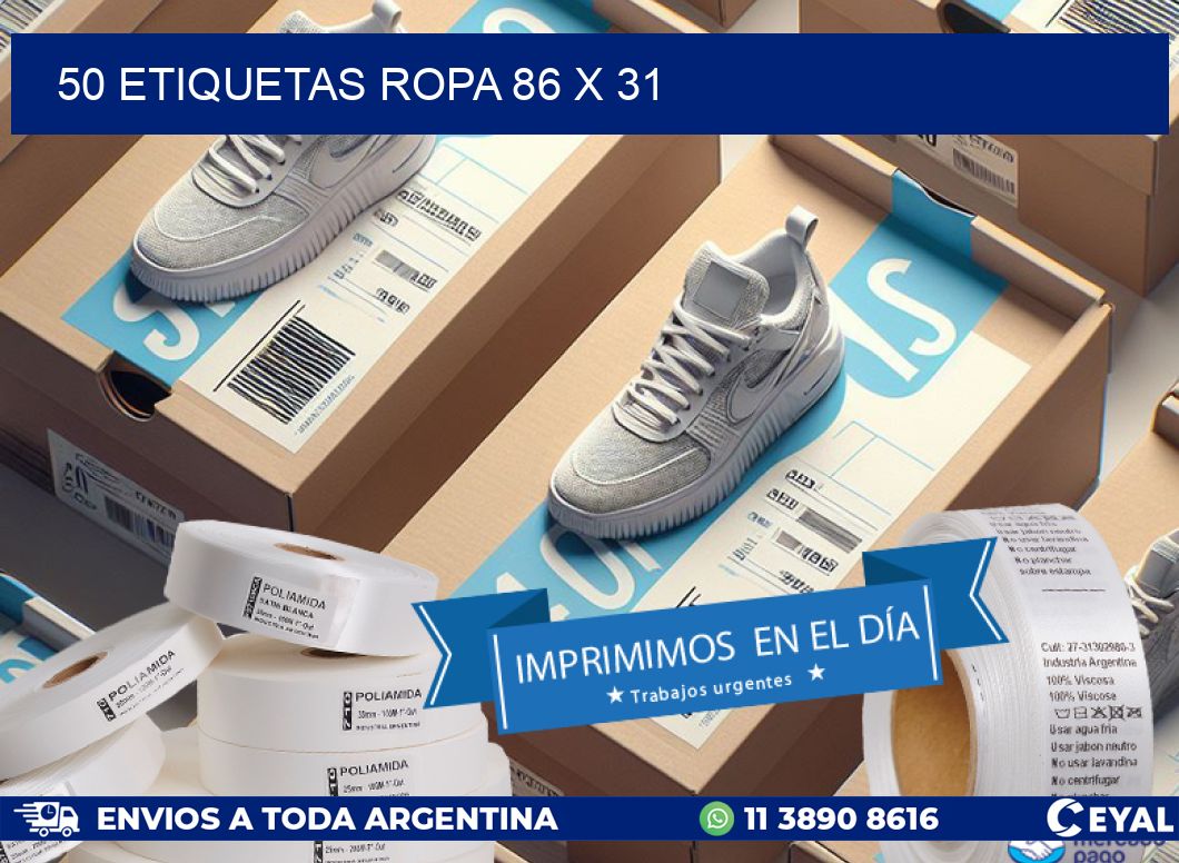 50 ETIQUETAS ROPA 86 x 31