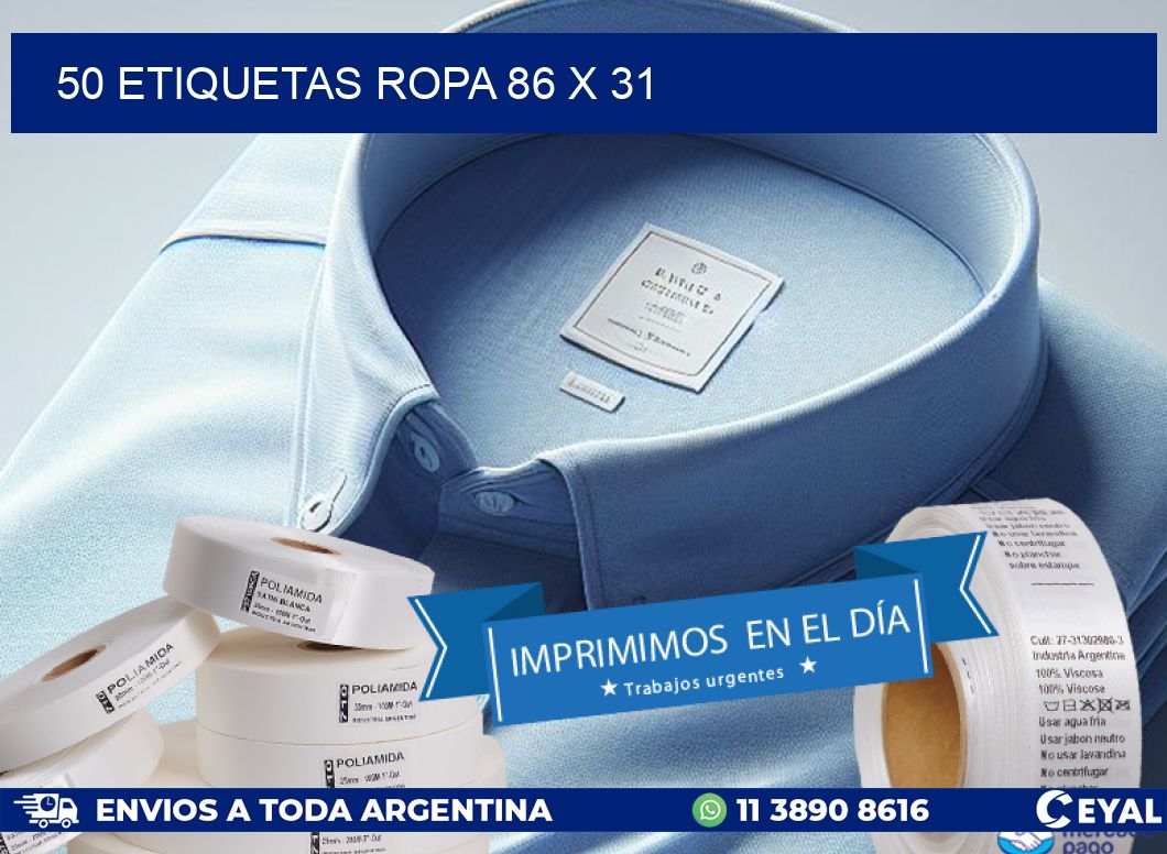50 ETIQUETAS ROPA 86 x 31