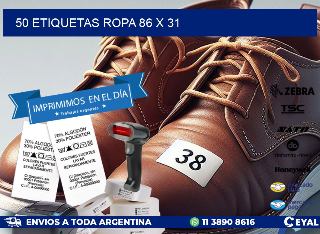 50 ETIQUETAS ROPA 86 x 31