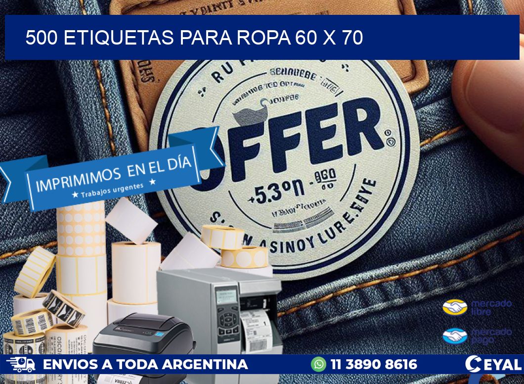 500 ETIQUETAS PARA ROPA 60 x 70