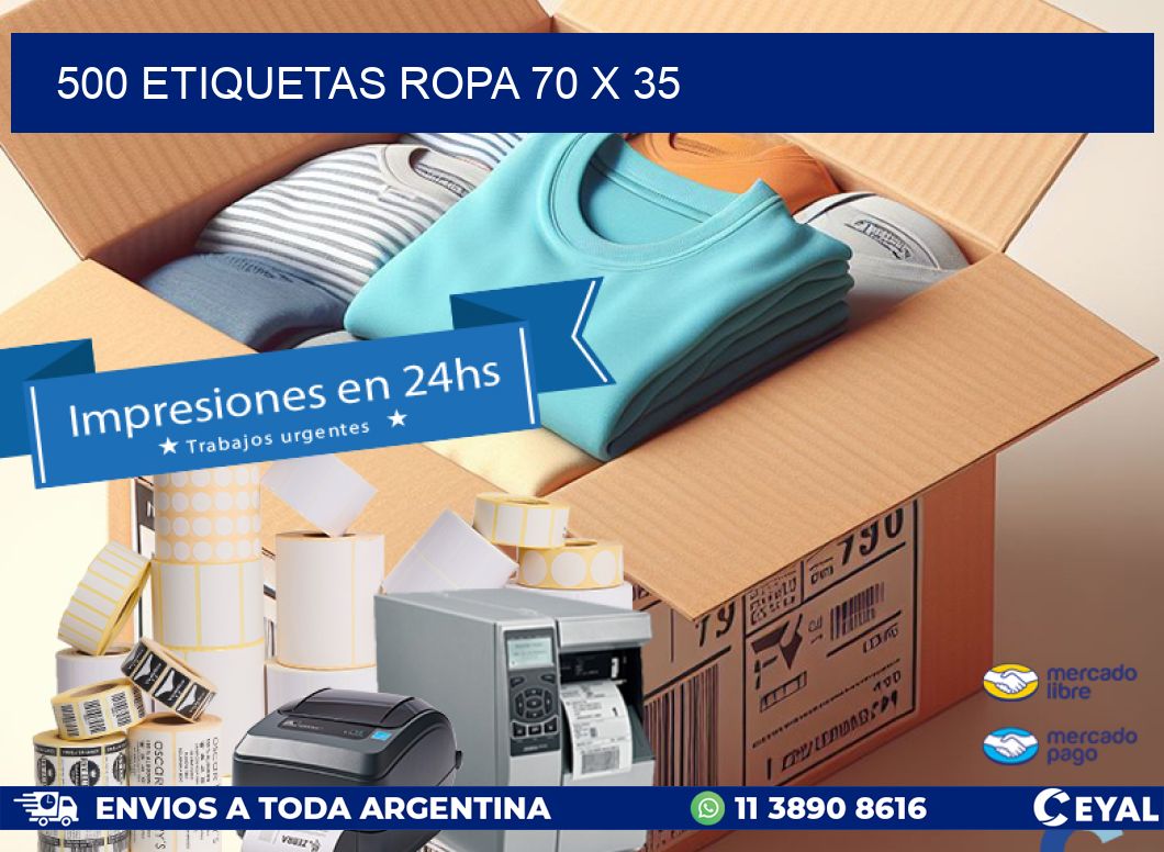 500 ETIQUETAS ROPA 70 x 35