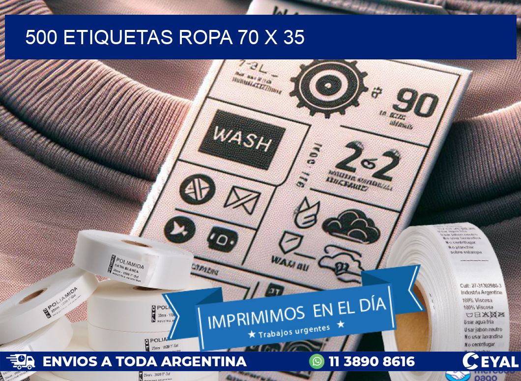 500 ETIQUETAS ROPA 70 x 35