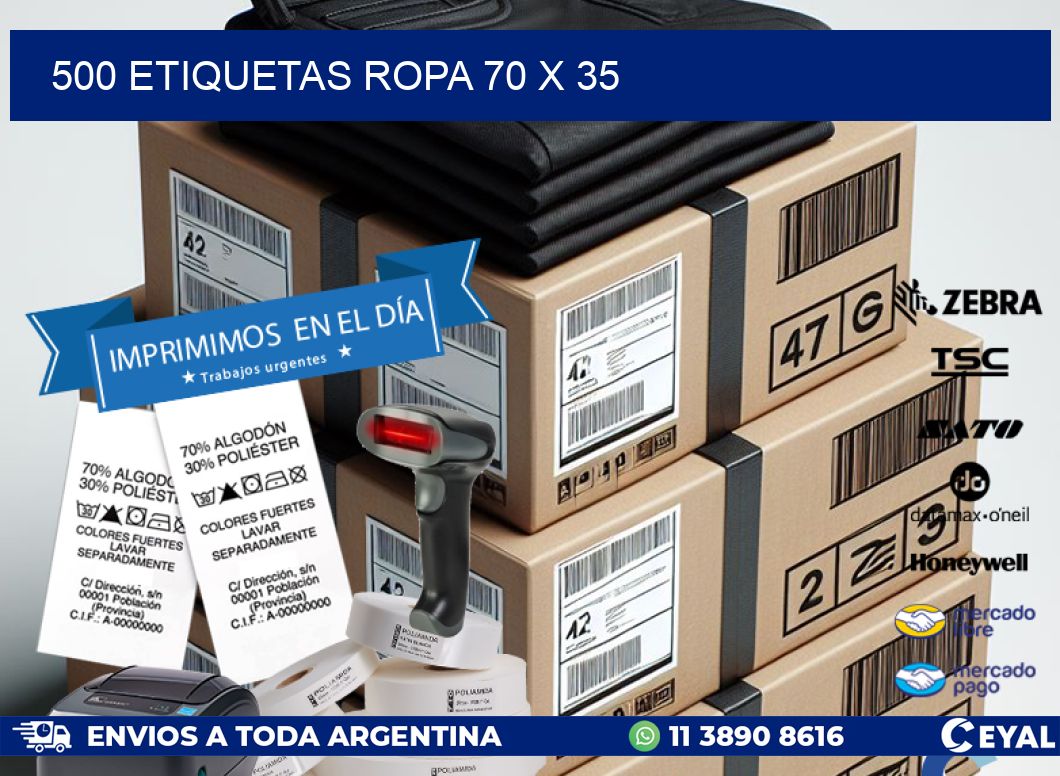 500 ETIQUETAS ROPA 70 x 35