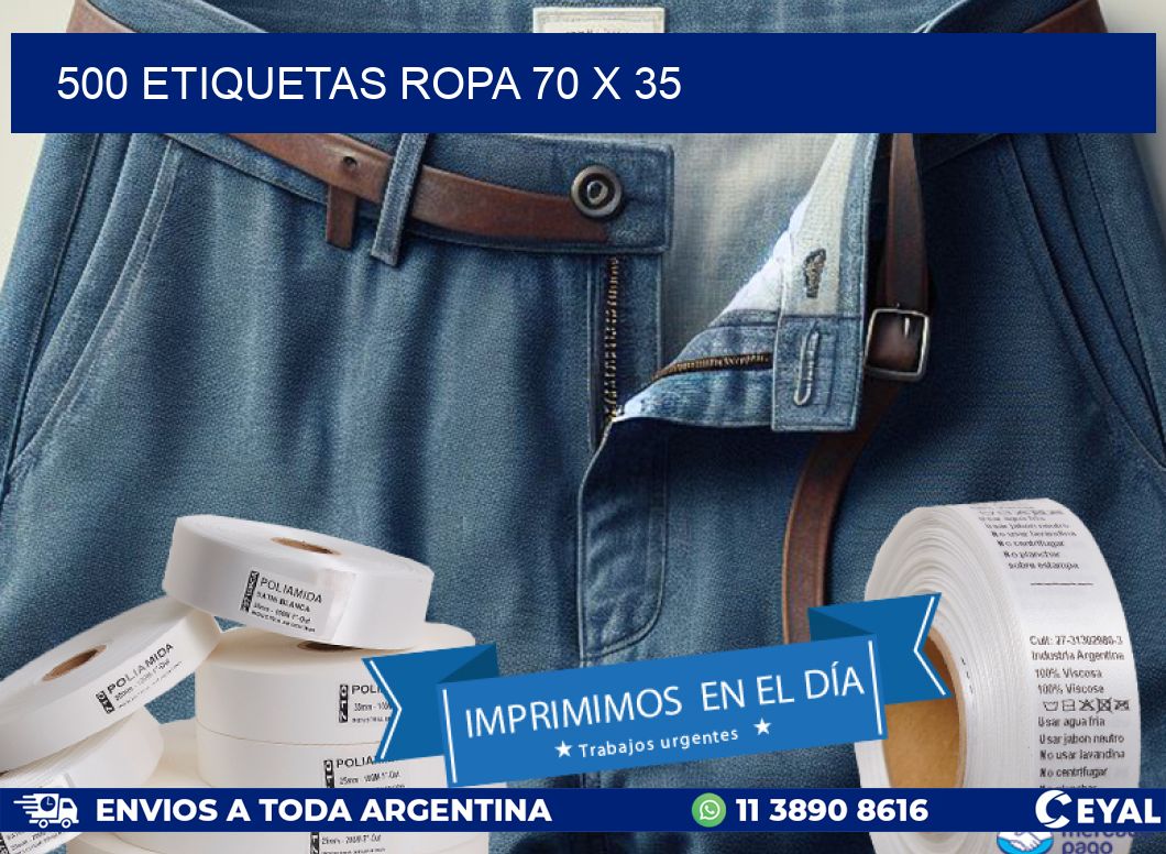 500 ETIQUETAS ROPA 70 x 35