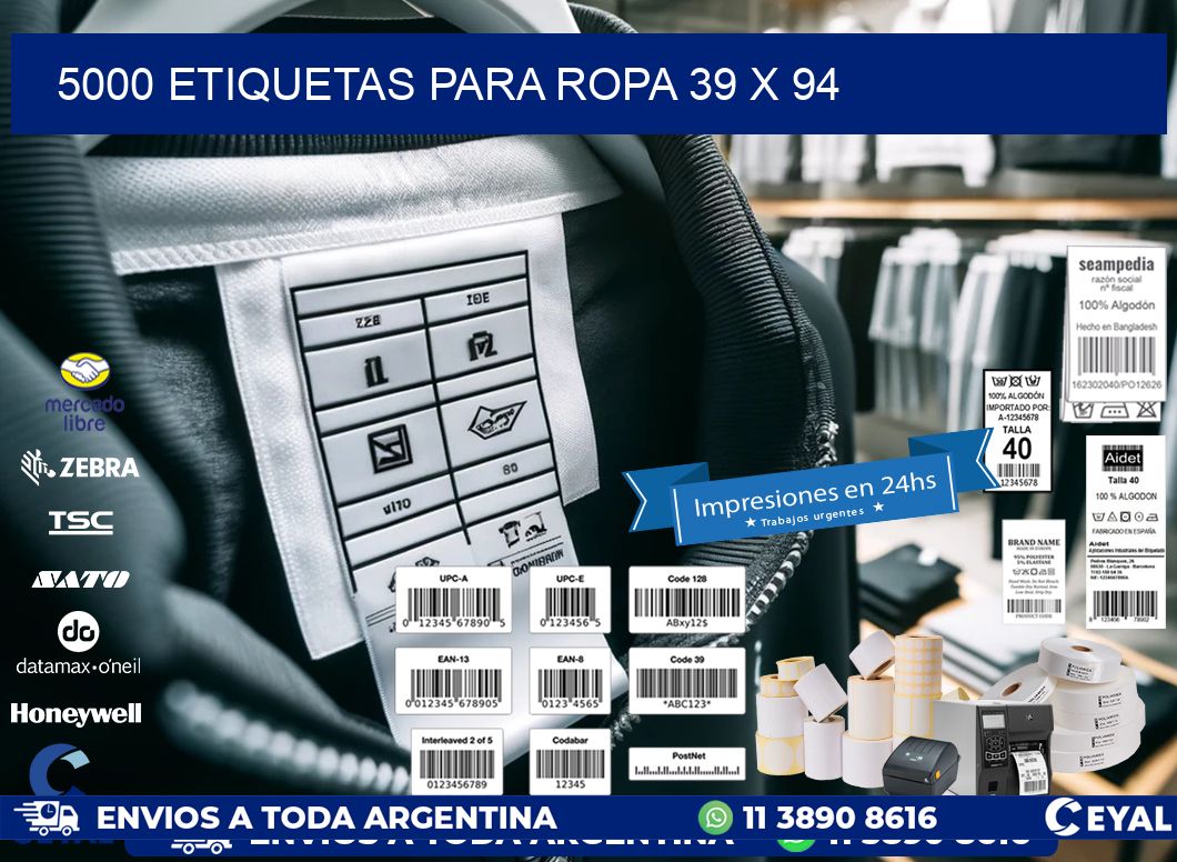 5000 ETIQUETAS PARA ROPA 39 x 94