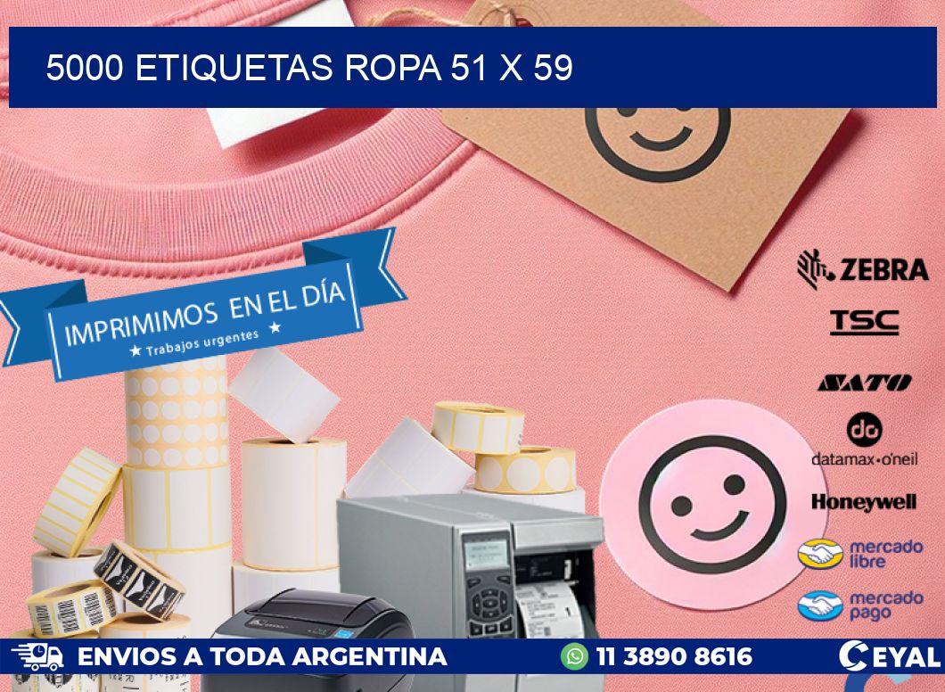 5000 ETIQUETAS ROPA 51 x 59