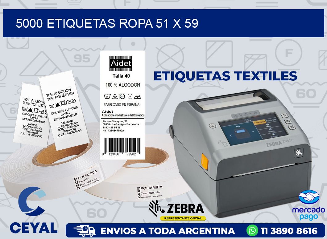 5000 ETIQUETAS ROPA 51 x 59