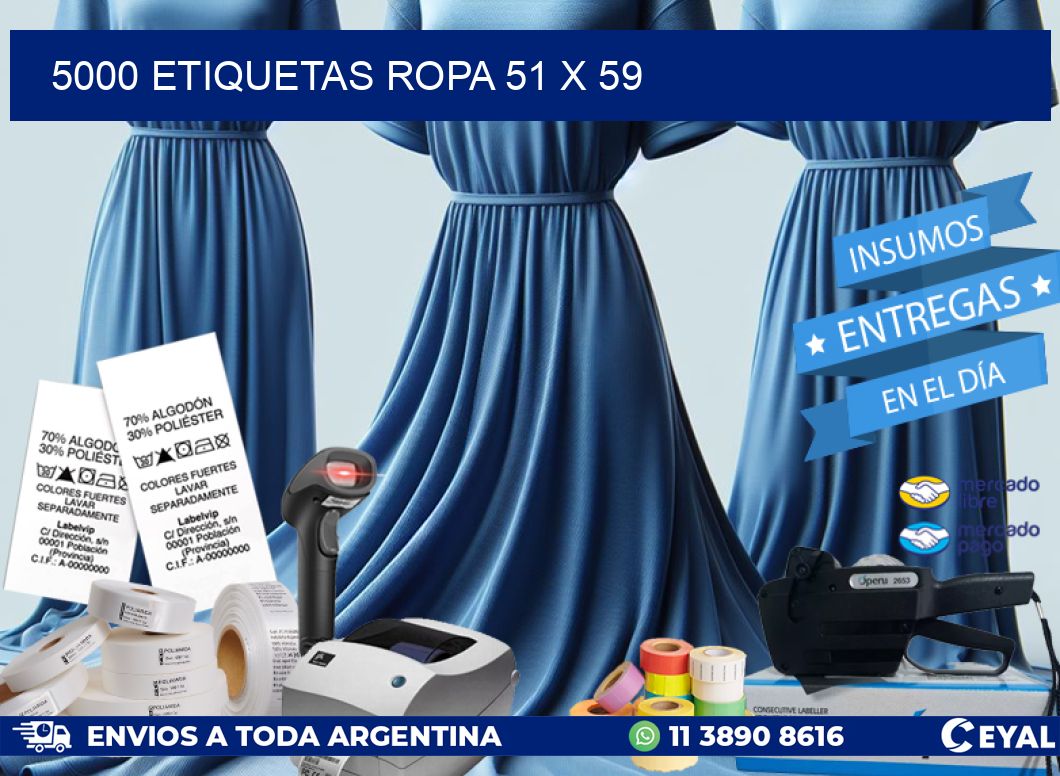 5000 ETIQUETAS ROPA 51 x 59