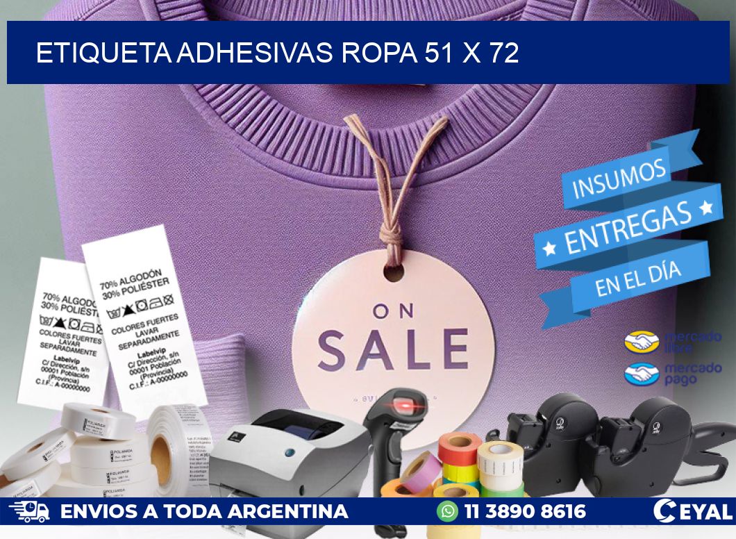 ETIQUETA ADHESIVAS ROPA 51 x 72