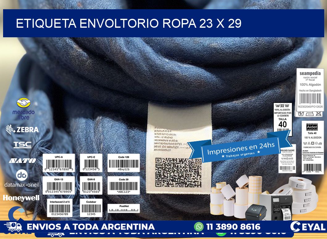 ETIQUETA ENVOLTORIO ROPA 23 x 29