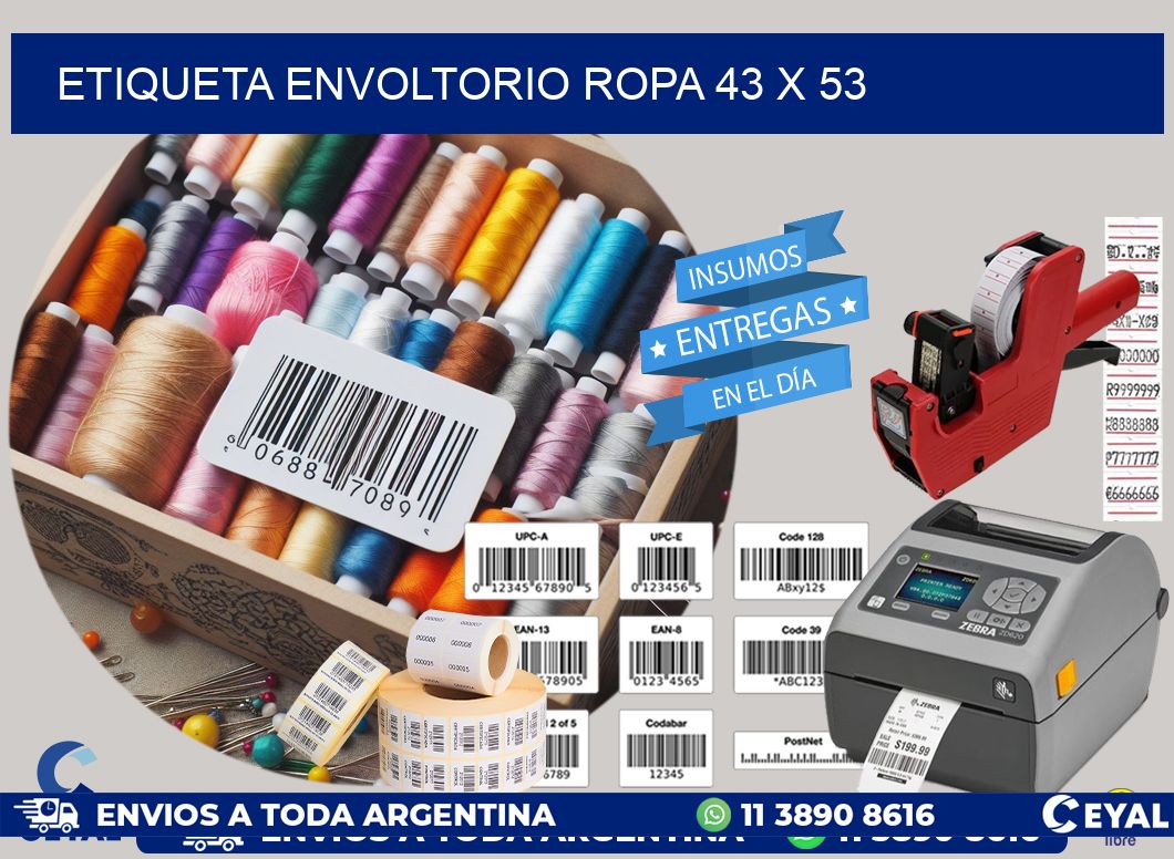 ETIQUETA ENVOLTORIO ROPA 43 x 53