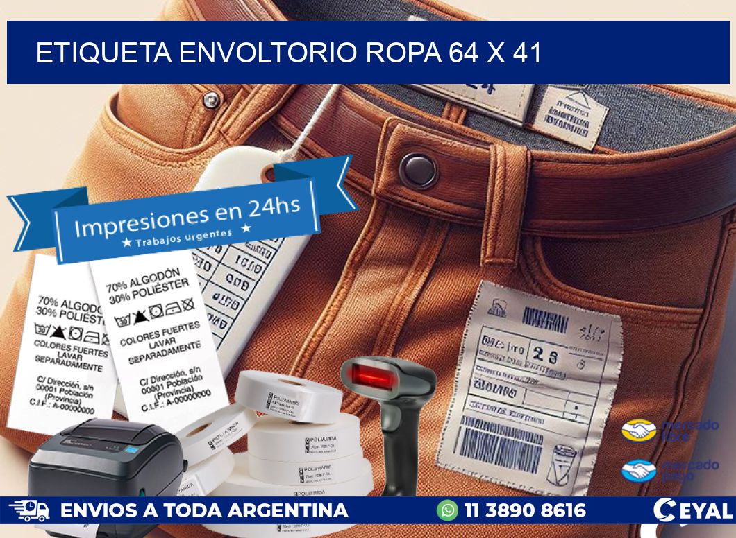 ETIQUETA ENVOLTORIO ROPA 64 x 41