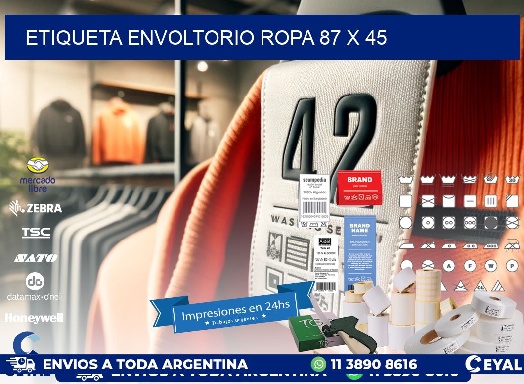 ETIQUETA ENVOLTORIO ROPA 87 x 45