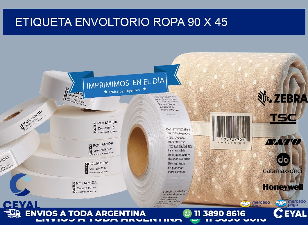 ETIQUETA ENVOLTORIO ROPA 90 x 45