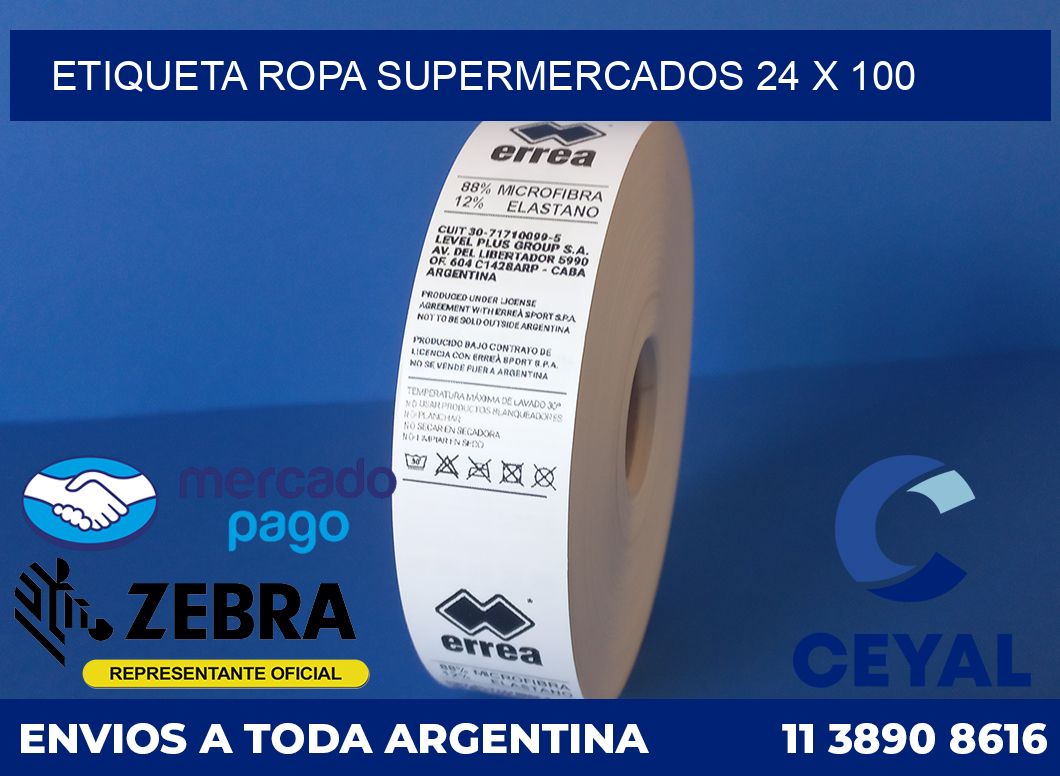 ETIQUETA ROPA SUPERMERCADOS 24 x 100