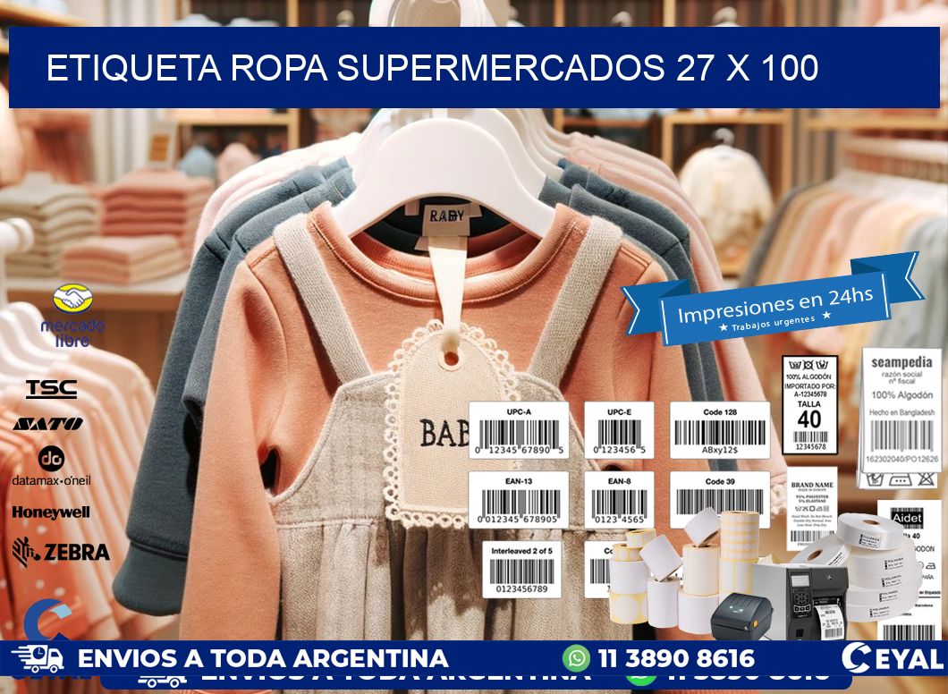 ETIQUETA ROPA SUPERMERCADOS 27 x 100