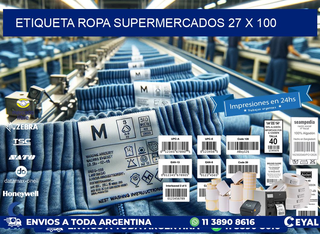 ETIQUETA ROPA SUPERMERCADOS 27 x 100