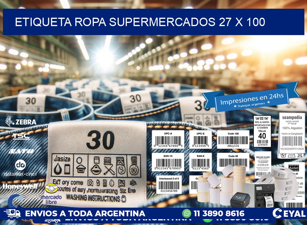ETIQUETA ROPA SUPERMERCADOS 27 x 100