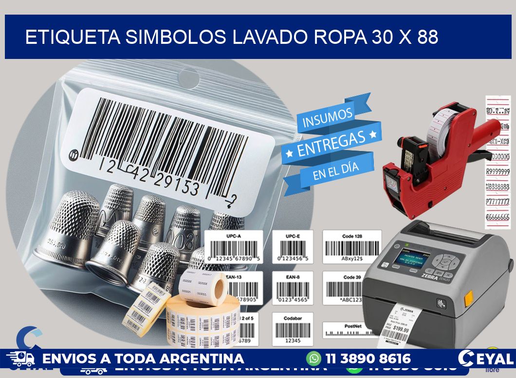 ETIQUETA SIMBOLOS LAVADO ROPA 30 x 88
