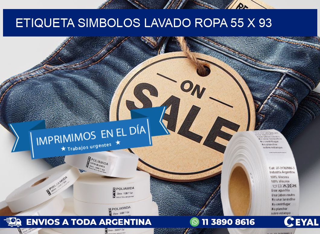 ETIQUETA SIMBOLOS LAVADO ROPA 55 x 93