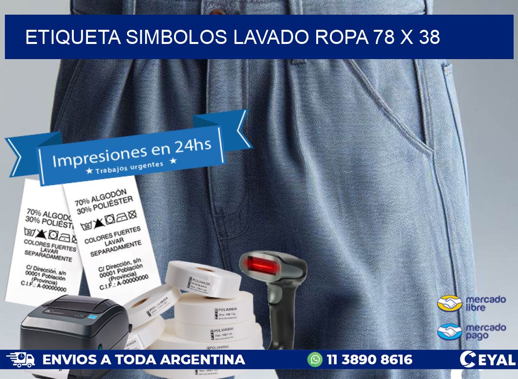 ETIQUETA SIMBOLOS LAVADO ROPA 78 x 38