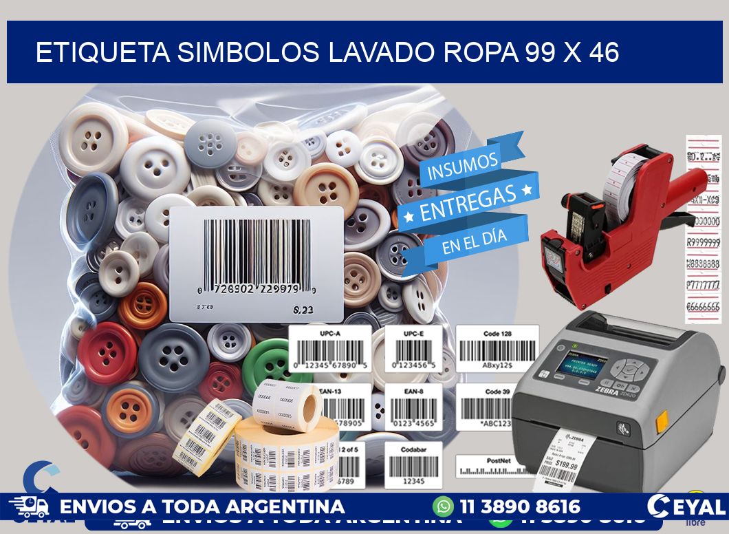 ETIQUETA SIMBOLOS LAVADO ROPA 99 x 46