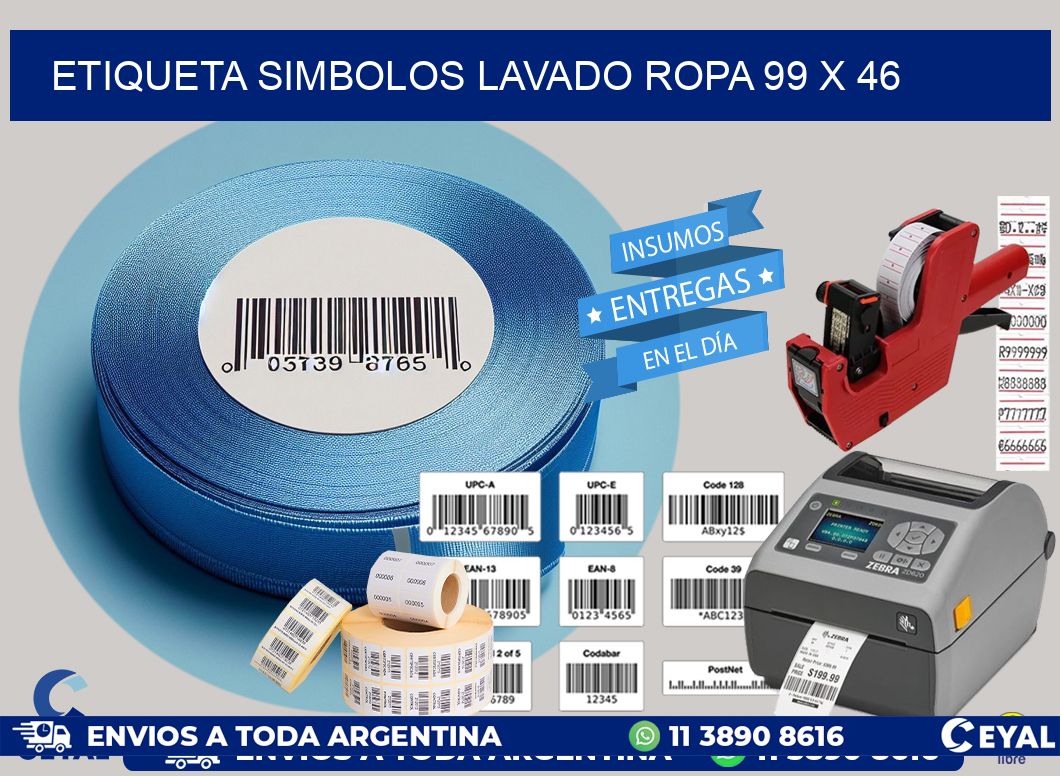 ETIQUETA SIMBOLOS LAVADO ROPA 99 x 46
