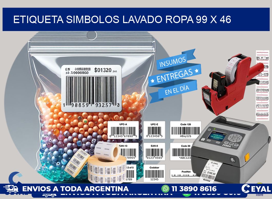 ETIQUETA SIMBOLOS LAVADO ROPA 99 x 46