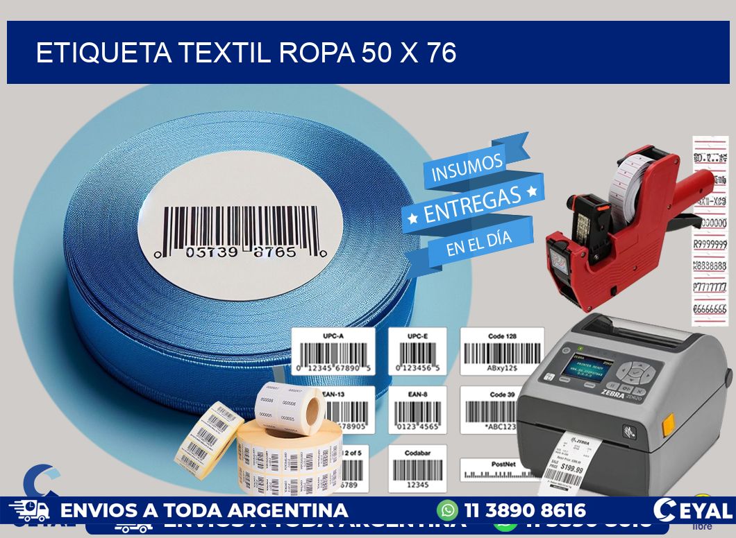 ETIQUETA TEXTIL ROPA 50 x 76