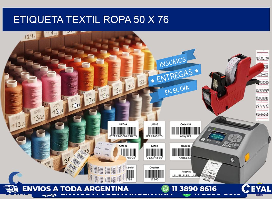 ETIQUETA TEXTIL ROPA 50 x 76