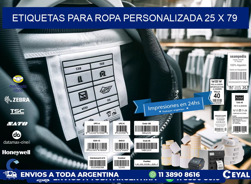 ETIQUETAS PARA ROPA PERSONALIZADA 25 x 79