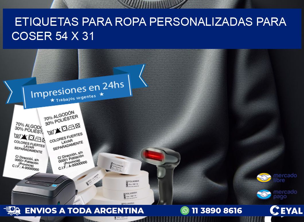 ETIQUETAS PARA ROPA PERSONALIZADAS PARA COSER 54 x 31