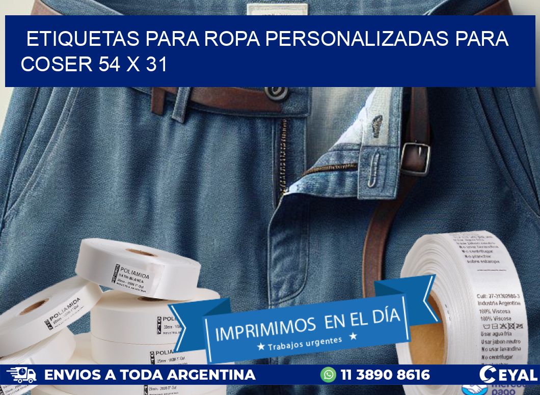 ETIQUETAS PARA ROPA PERSONALIZADAS PARA COSER 54 x 31