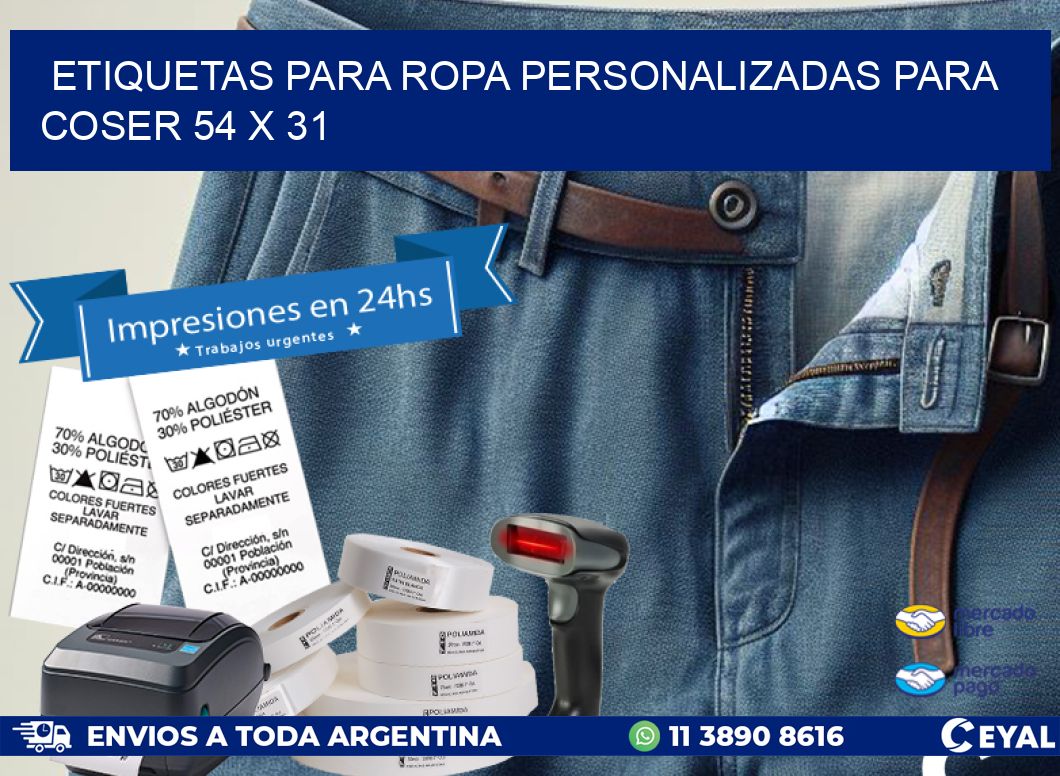 ETIQUETAS PARA ROPA PERSONALIZADAS PARA COSER 54 x 31